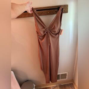 NWT Dusty Rose/ Light Brown Midi Tight Dress